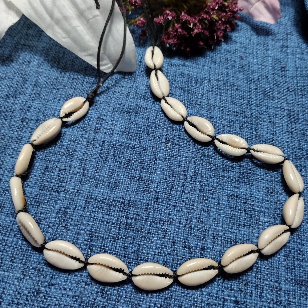 Corded Cowrie Shell Choker